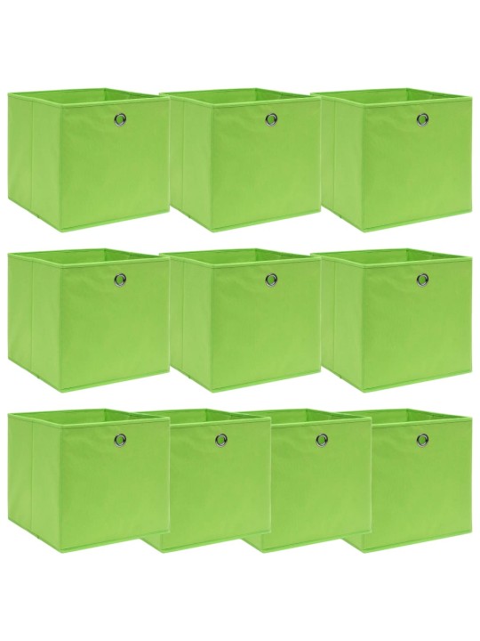 Úložné boxy 10 ks zelené 32 x 32 x 32 cm textil