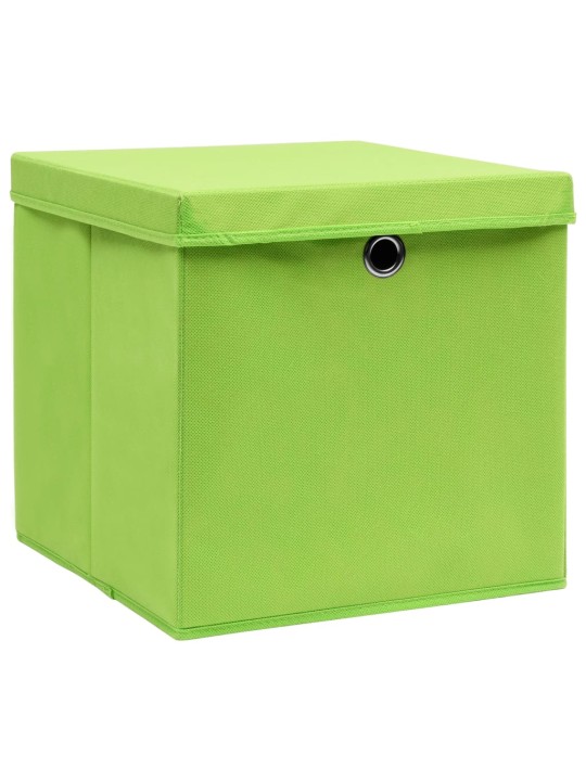 Úložné boxy s víky 10 ks zelené 32 x 32 x 32 cm textil