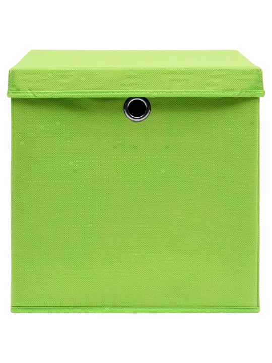 Úložné boxy s víky 10 ks zelené 32 x 32 x 32 cm textil