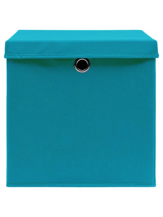 Úložné boxy s víky 4 ks bledě modré 32 x 32 x 32 cm textil