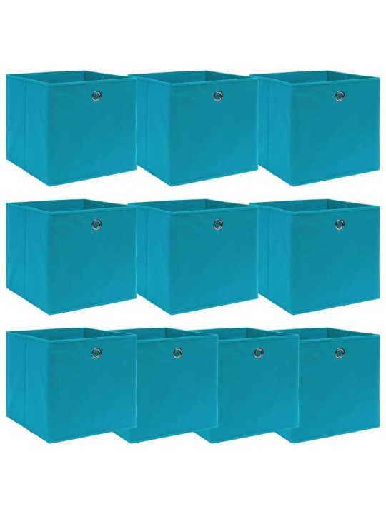 Úložné boxy 10 ks bledě modré 32 x 32 x 32 cm textil