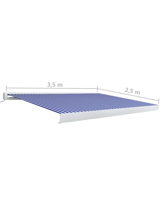 Kazetová markýza s motorem 350x250 cm modrá a bílá