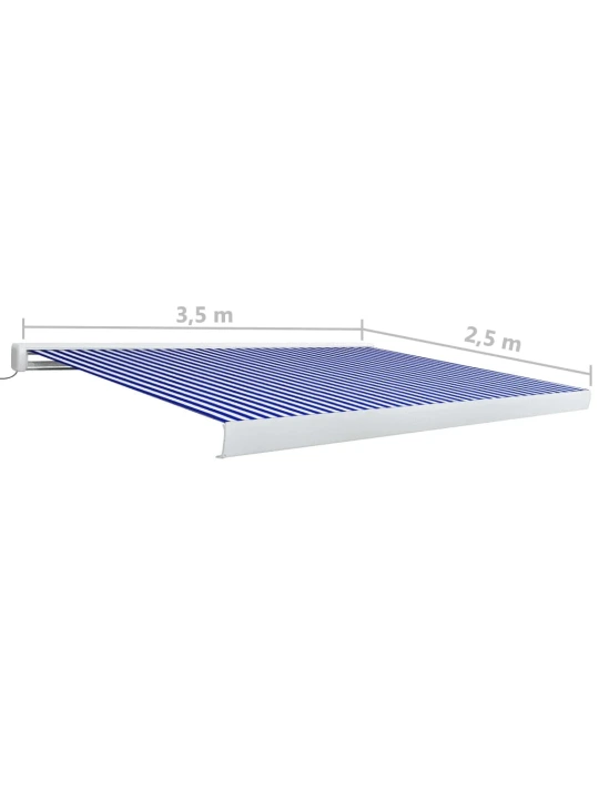 Kazetová markýza s motorem 350x250 cm modrá a bílá