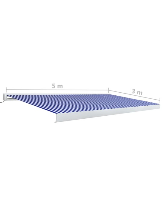 Kazetová markýza s motorem 500 x 300 cm modrá a bílá
