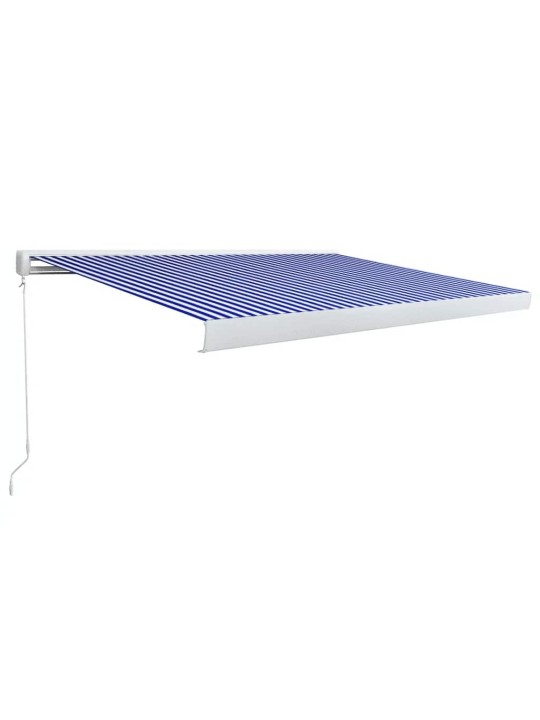 Kazetová markýza na ruční ovládání 350 x 250 cm modro-bílá