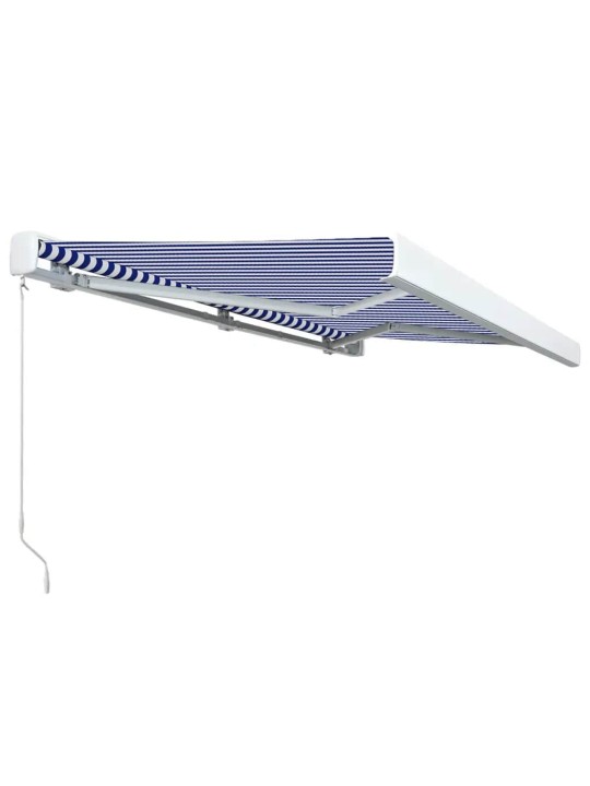Kazetová markýza na ruční ovládání 350 x 250 cm modro-bílá