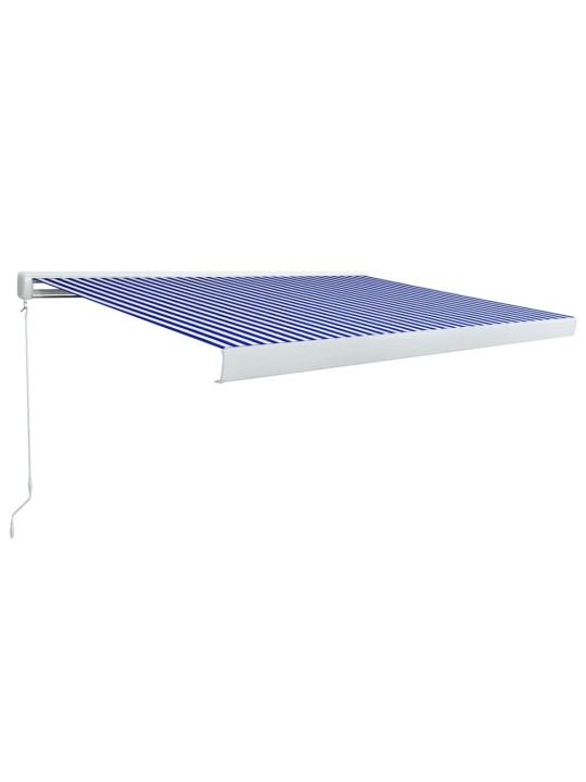Kazetová markýza na ruční ovládání 400 x 300 cm modro-bílá