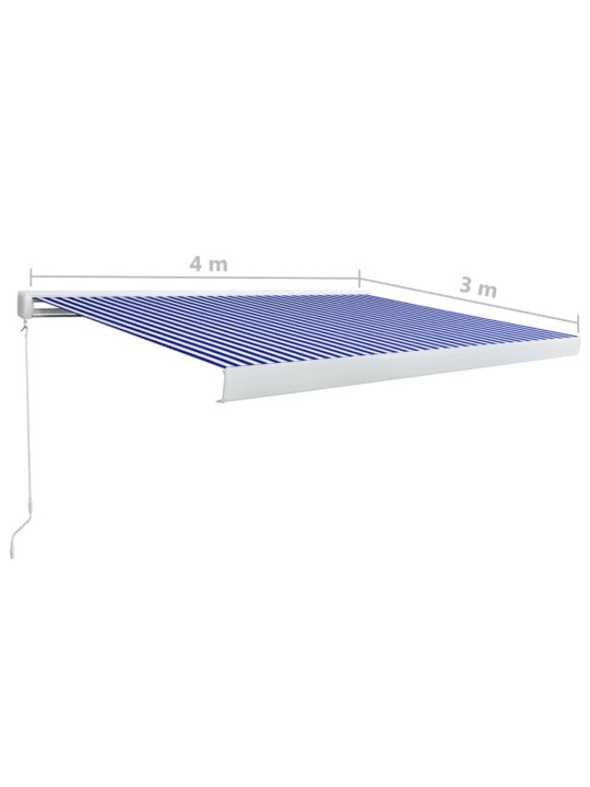 Kazetová markýza na ruční ovládání 400 x 300 cm modro-bílá