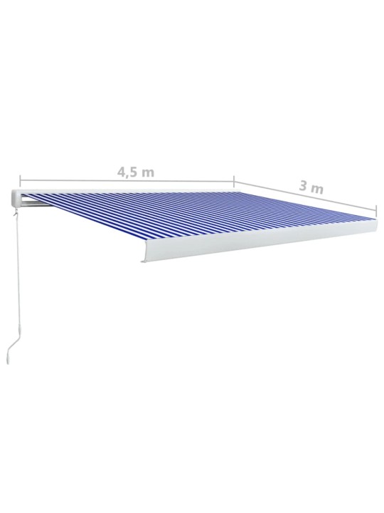 Kazetová markýza s ručním ovládáním 450 x 300 cm modro-bílá