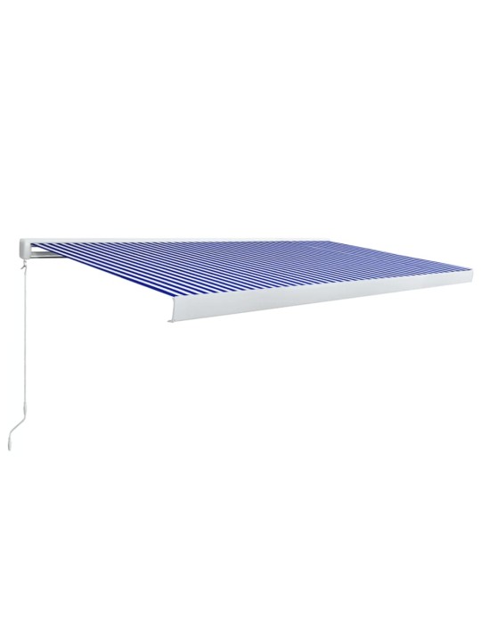 Kazetová markýza s ručním ovládáním 500 x 300 cm modro-bílá
