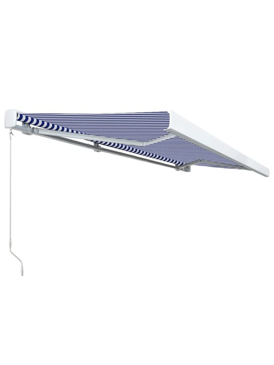 Kazetová markýza s ručním ovládáním 500 x 300 cm modro-bílá