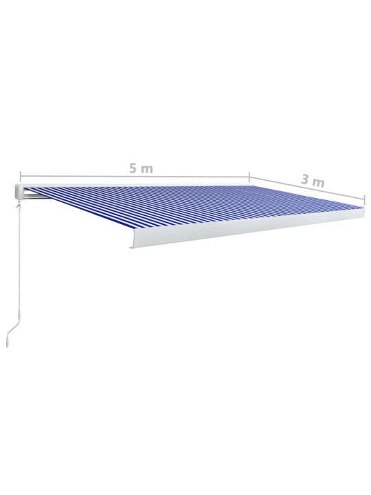 Kazetová markýza s ručním ovládáním 500 x 300 cm modro-bílá