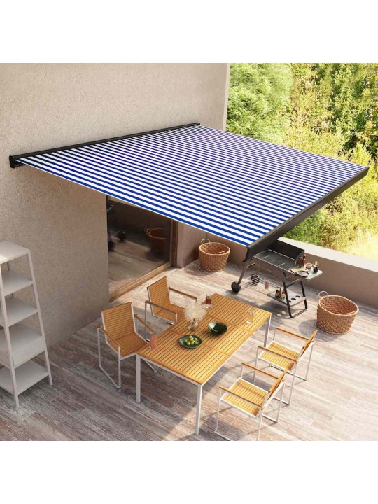 Kazetová markýza s motorem 350x250 cm modrá a bílá