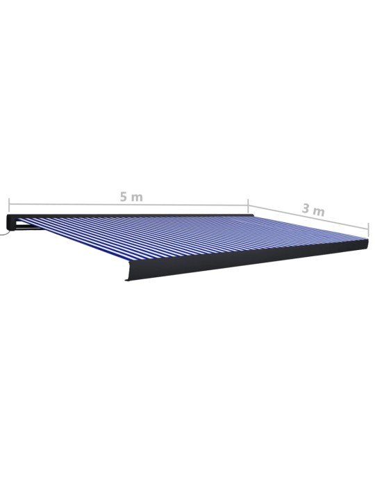Kazetová markýza s motorem 500 x 300 cm modrá a bílá
