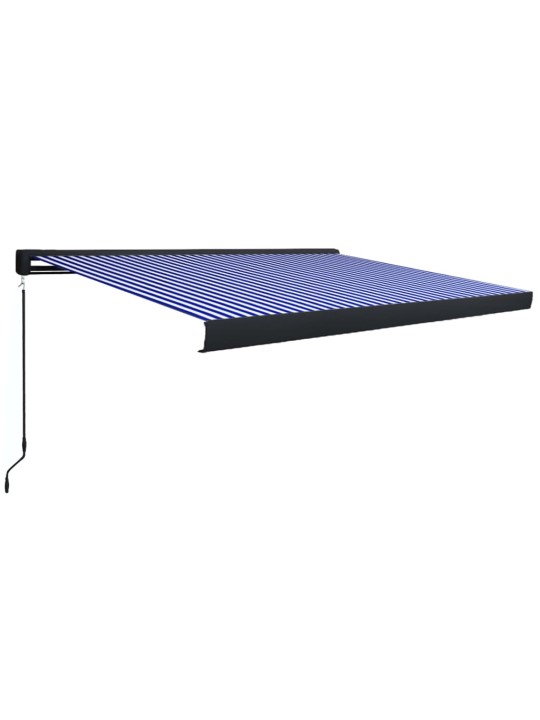 Kazetová markýza na ruční ovládání 350 x 250 cm modro-bílá