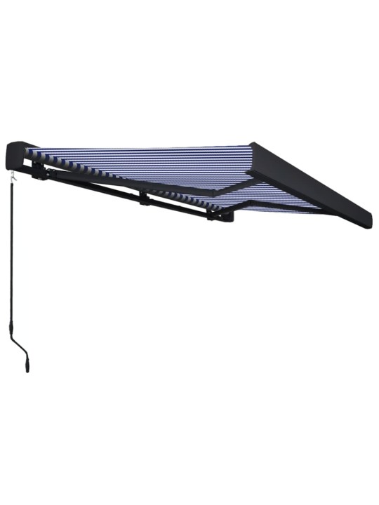 Kazetová markýza na ruční ovládání 350 x 250 cm modro-bílá