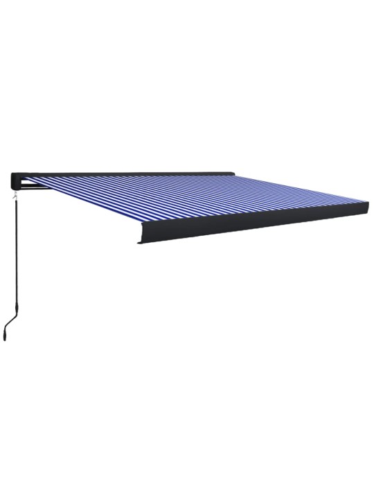 Kazetová markýza s ručním ovládáním 400 x 300 cm modro-bílá