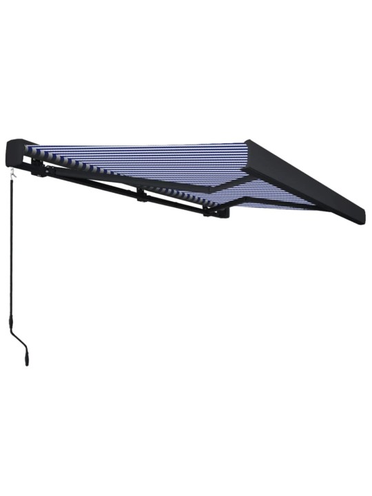 Kazetová markýza s ručním ovládáním 400 x 300 cm modro-bílá