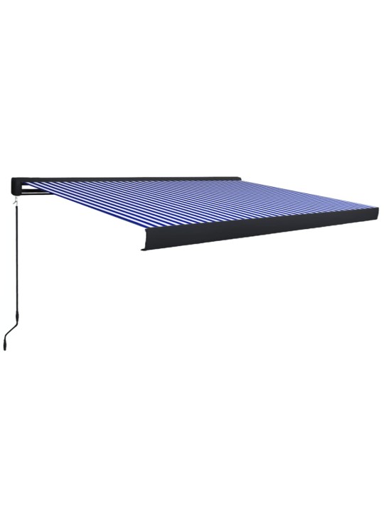 Kazetová markýza s ručním ovládáním 450 x 300 cm modro-bílá