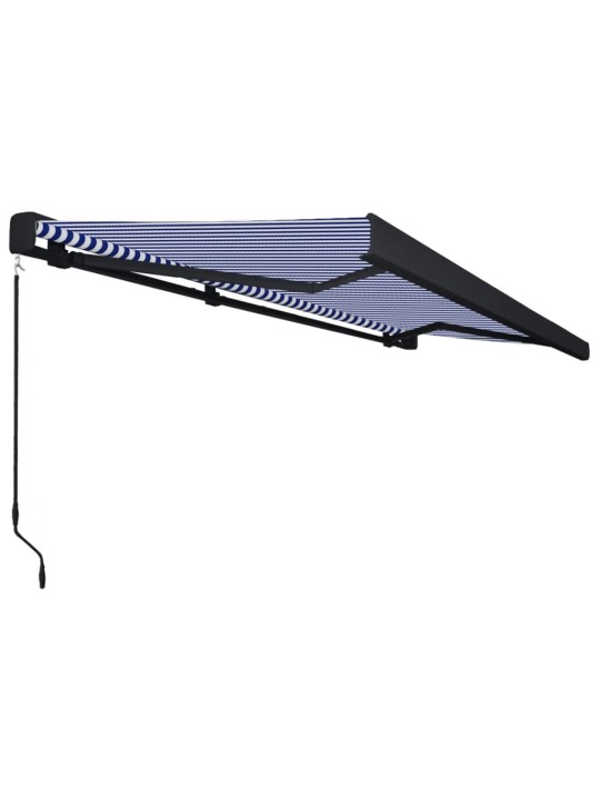 Kazetová markýza s ručním ovládáním 500 x 300 cm modro-bílá