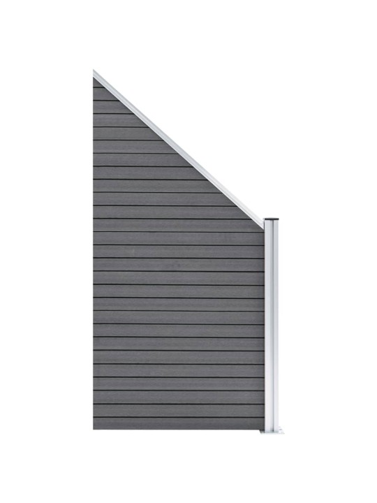 Plotová sada WPC 4 čtvercové + 1 šikmý díl 792 x 186 cm šedá