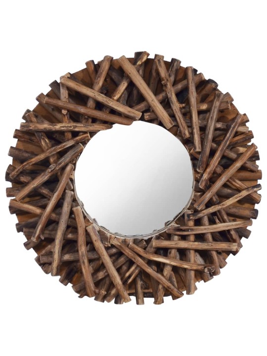 Nástěnné zrcadlo 40 cm teak kulaté
