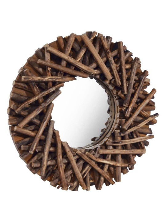 Nástěnné zrcadlo 40 cm teak kulaté