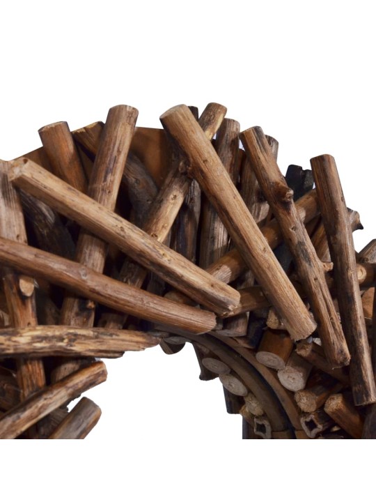 Nástěnné zrcadlo 40 cm teak kulaté