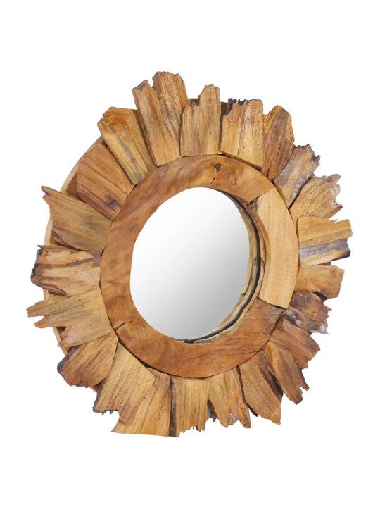 Nástěnné zrcadlo 40 cm teak kulaté