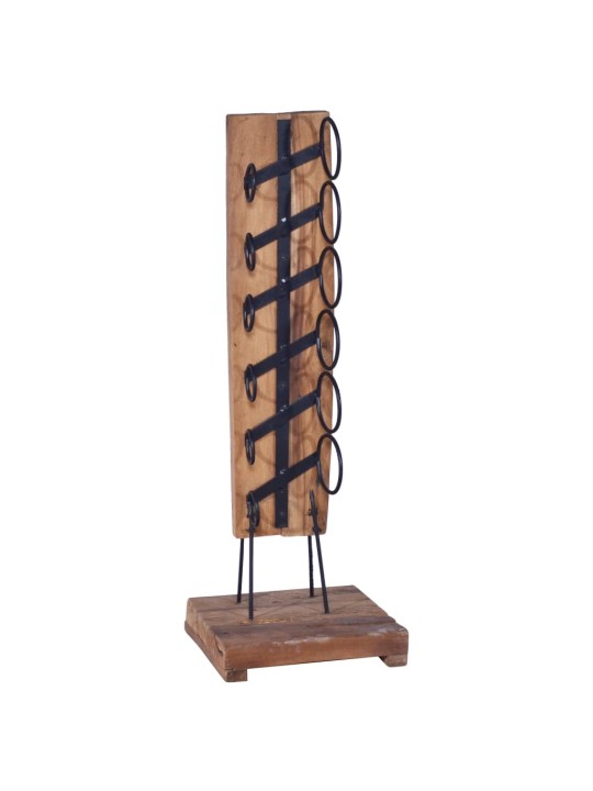 Stojan na víno na 6 lahví 35 x 35 x 100 cm masivní teakové dřevo