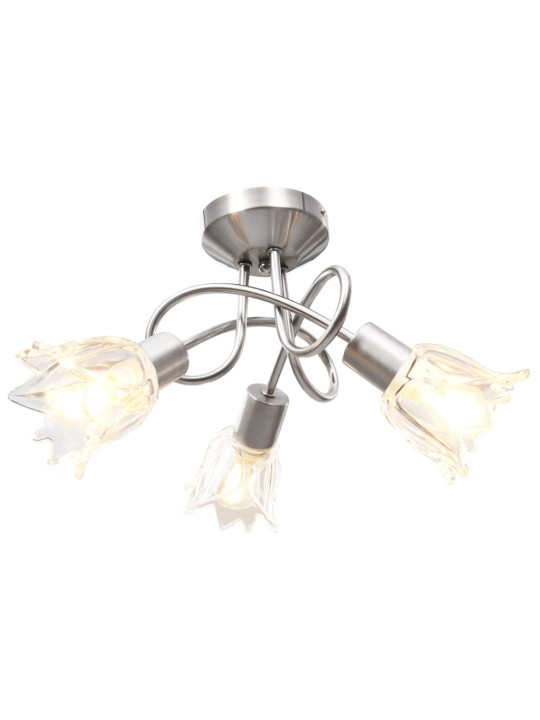 Stropní lampa průhledná skleněná stínidla 3 žárovky E14 tulipán
