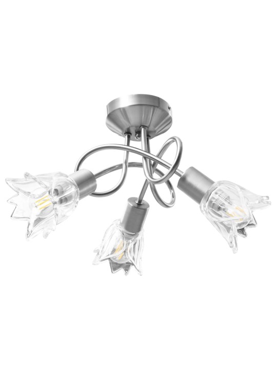 Stropní lampa průhledná skleněná stínidla 3 žárovky E14 tulipán