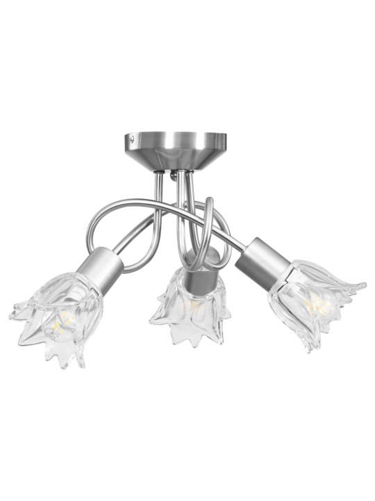 Stropní lampa průhledná skleněná stínidla 3 žárovky E14 tulipán