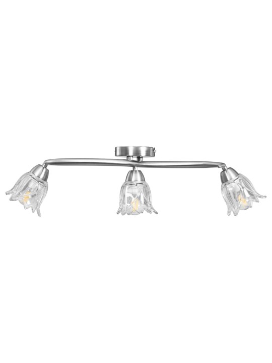 Stropní lampa průhledná skleněná stínidla 3 žárovky E14 tulipán