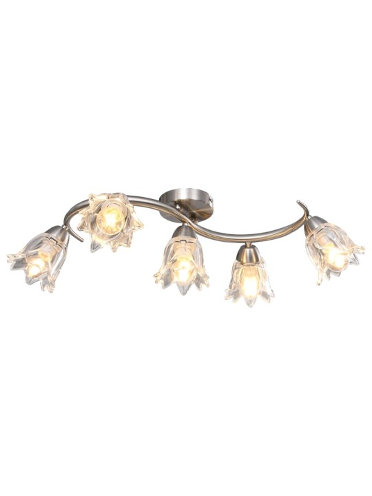 Stropní lampa průhledná skleněná stínidla 5 žárovek E14 tulipán