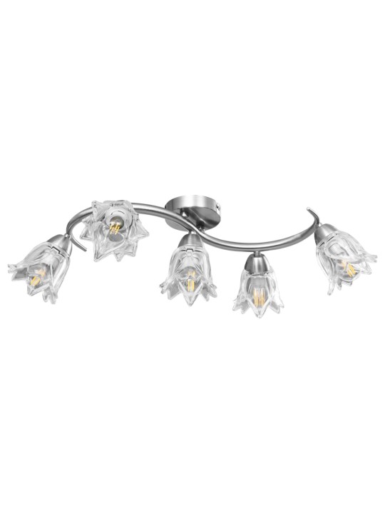Stropní lampa průhledná skleněná stínidla 5 žárovek E14 tulipán