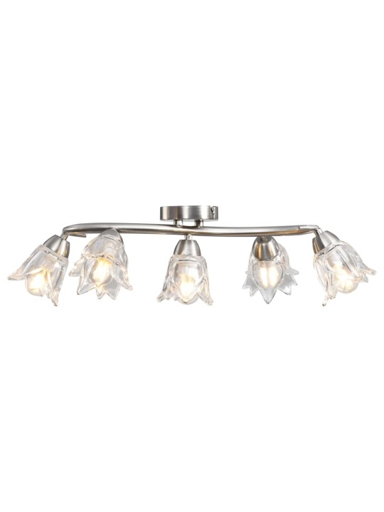 Stropní lampa průhledná skleněná stínidla 5 žárovek E14 tulipán