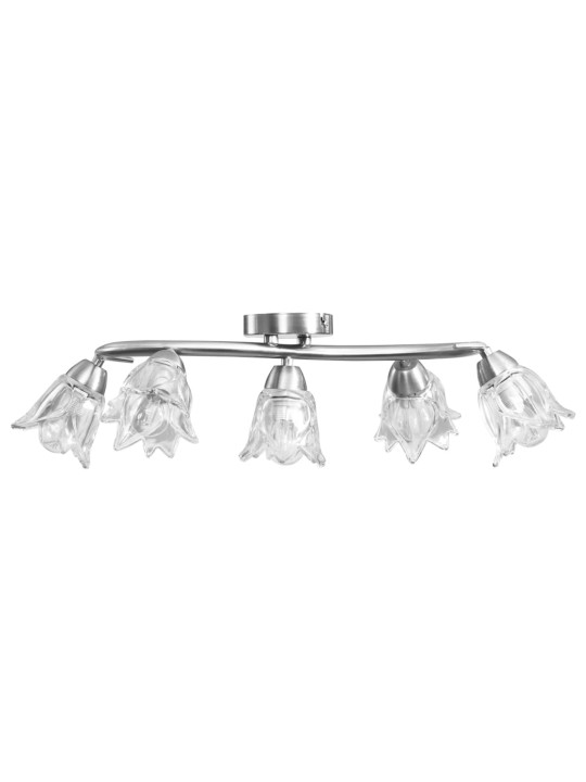 Stropní lampa průhledná skleněná stínidla 5 žárovek E14 tulipán