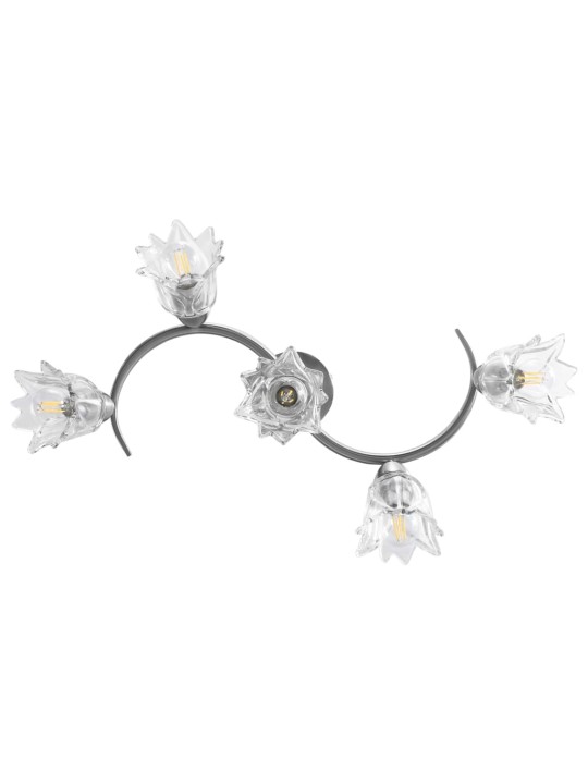 Stropní lampa průhledná skleněná stínidla 5 žárovek E14 tulipán