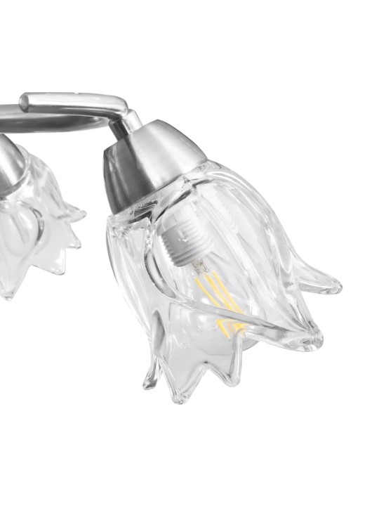Stropní lampa průhledná skleněná stínidla 5 žárovek E14 tulipán