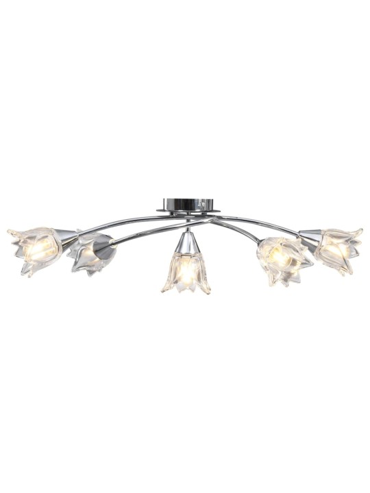 Stropní lampa průhledná skleněná stínidla 5 žárovek E14 tulipán