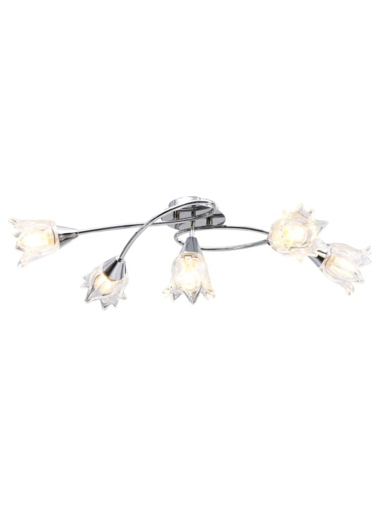 Stropní lampa průhledná skleněná stínidla 5 žárovek E14 tulipán