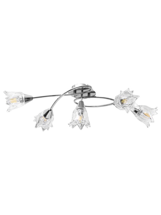 Stropní lampa průhledná skleněná stínidla 5 žárovek E14 tulipán