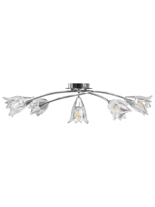 Stropní lampa průhledná skleněná stínidla 5 žárovek E14 tulipán