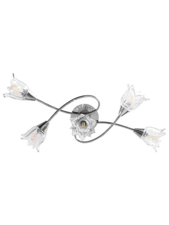 Stropní lampa průhledná skleněná stínidla 5 žárovek E14 tulipán