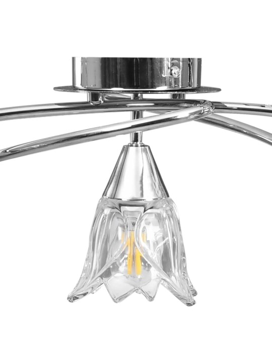 Stropní lampa průhledná skleněná stínidla 5 žárovek E14 tulipán