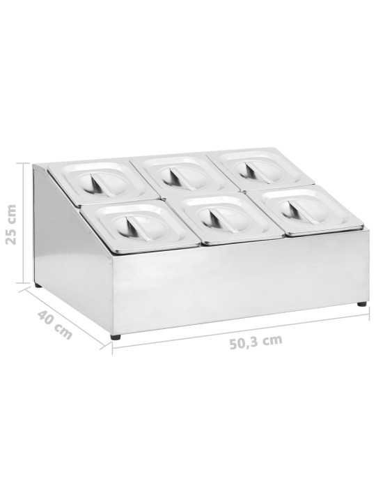 Nástavba na gastronádoby pro 6 GN 1/6 nádob nerezová ocel