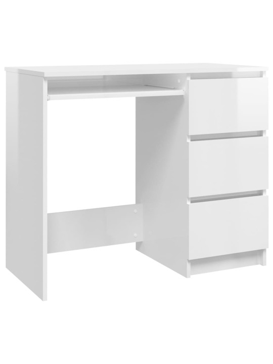 Psací stůl bílý s vysokým leskem 90x45x76 cm kompozitní dřevo