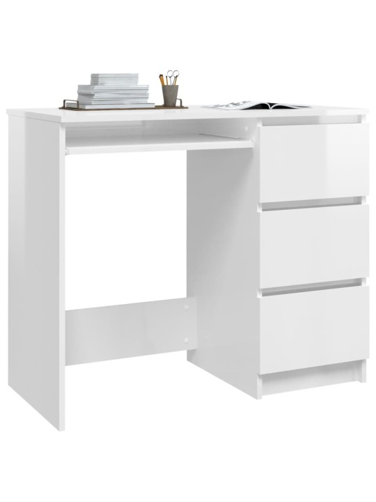 Psací stůl bílý s vysokým leskem 90x45x76 cm kompozitní dřevo
