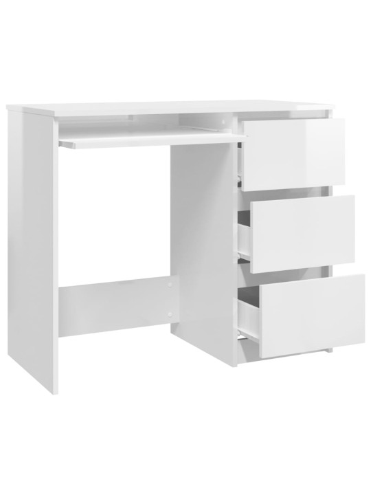 Psací stůl bílý s vysokým leskem 90x45x76 cm kompozitní dřevo